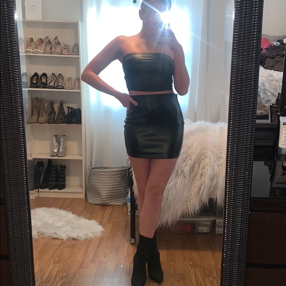 Two piece faux leather set